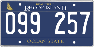 RI license plate 099257
