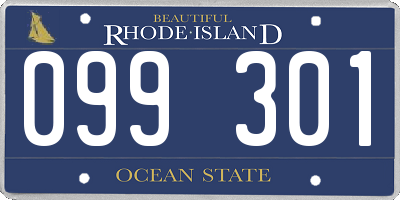 RI license plate 099301