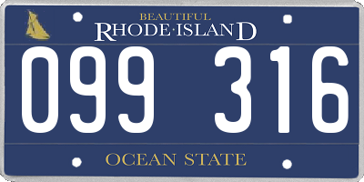 RI license plate 099316