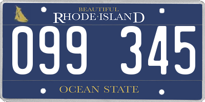 RI license plate 099345