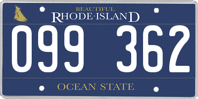 RI license plate 099362