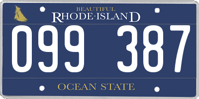 RI license plate 099387