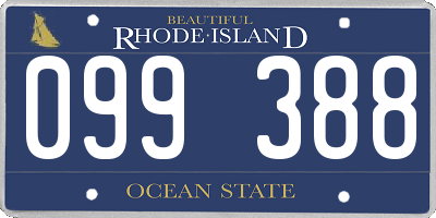 RI license plate 099388