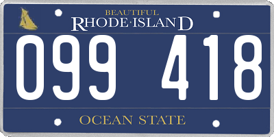 RI license plate 099418