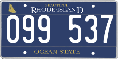 RI license plate 099537