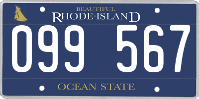 RI license plate 099567
