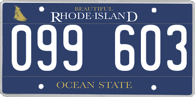 RI license plate 099603