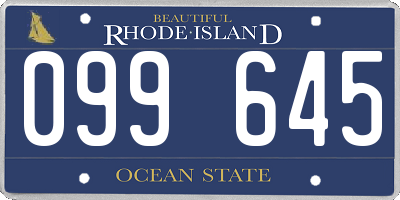 RI license plate 099645