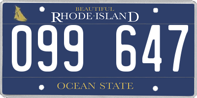 RI license plate 099647