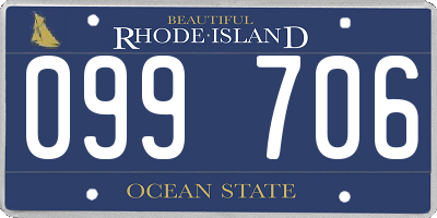 RI license plate 099706