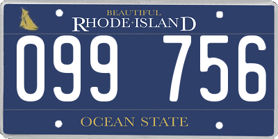 RI license plate 099756