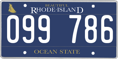 RI license plate 099786