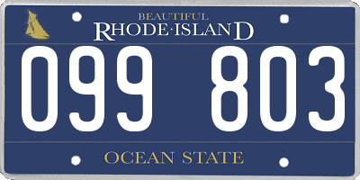 RI license plate 099803