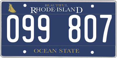 RI license plate 099807