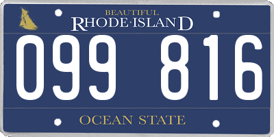 RI license plate 099816