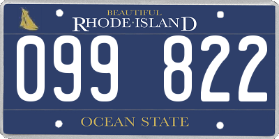 RI license plate 099822