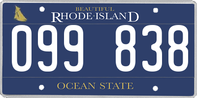 RI license plate 099838