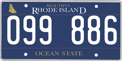 RI license plate 099886