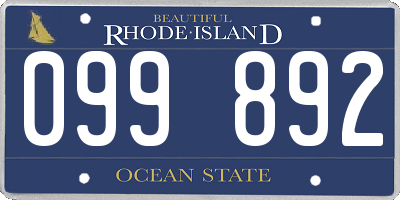 RI license plate 099892