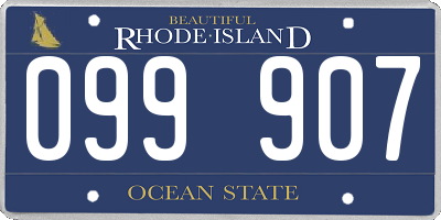 RI license plate 099907