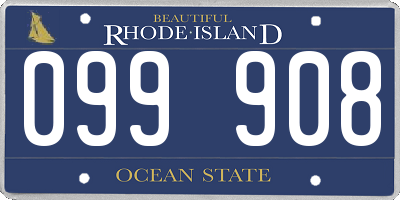 RI license plate 099908