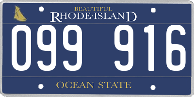 RI license plate 099916
