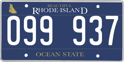 RI license plate 099937