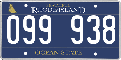 RI license plate 099938