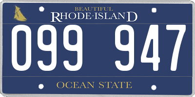 RI license plate 099947