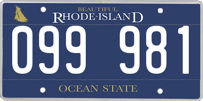RI license plate 099981