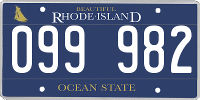 RI license plate 099982