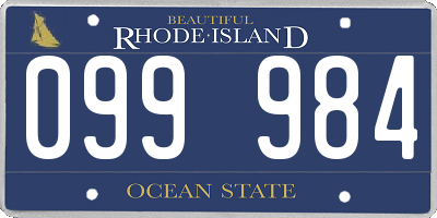RI license plate 099984