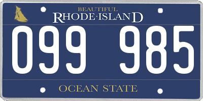 RI license plate 099985
