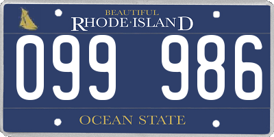 RI license plate 099986