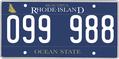 RI license plate 099988