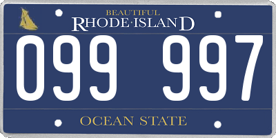 RI license plate 099997