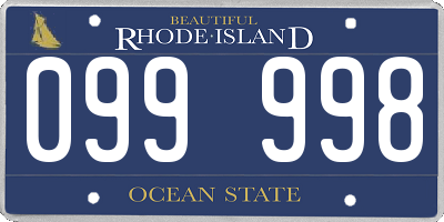 RI license plate 099998
