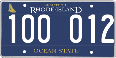 RI license plate 100012