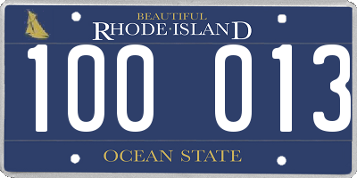 RI license plate 100013