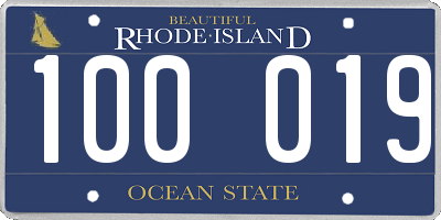 RI license plate 100019