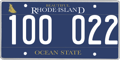 RI license plate 100022