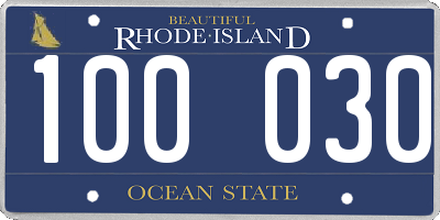 RI license plate 100030