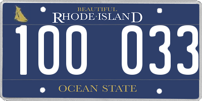 RI license plate 100033