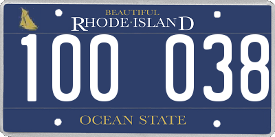 RI license plate 100038