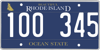 RI license plate 100345