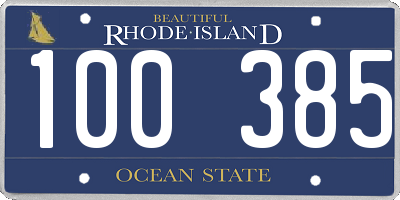 RI license plate 100385