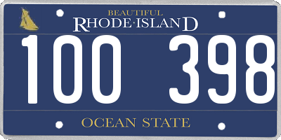 RI license plate 100398