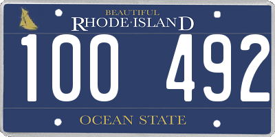 RI license plate 100492