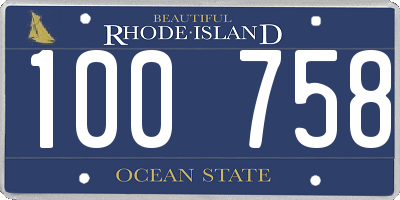 RI license plate 100758