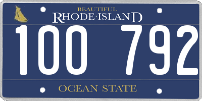 RI license plate 100792